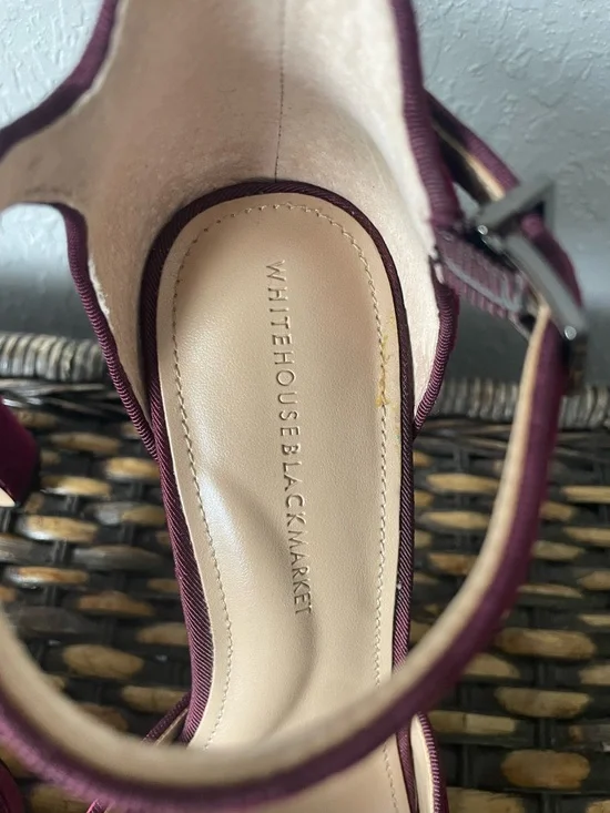 White House Black Market Burgundy Velvet Heels—Size 7M - Picture 7 of 7
